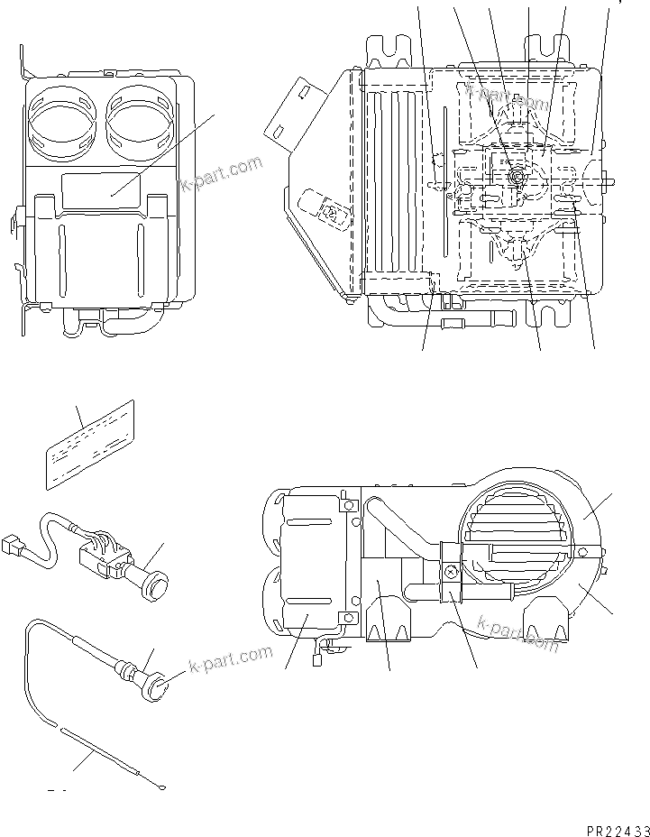 Komatsu parts book diagram for HM400-1L S/N A10001-UP: CAB HEATER (INNER PARTS)