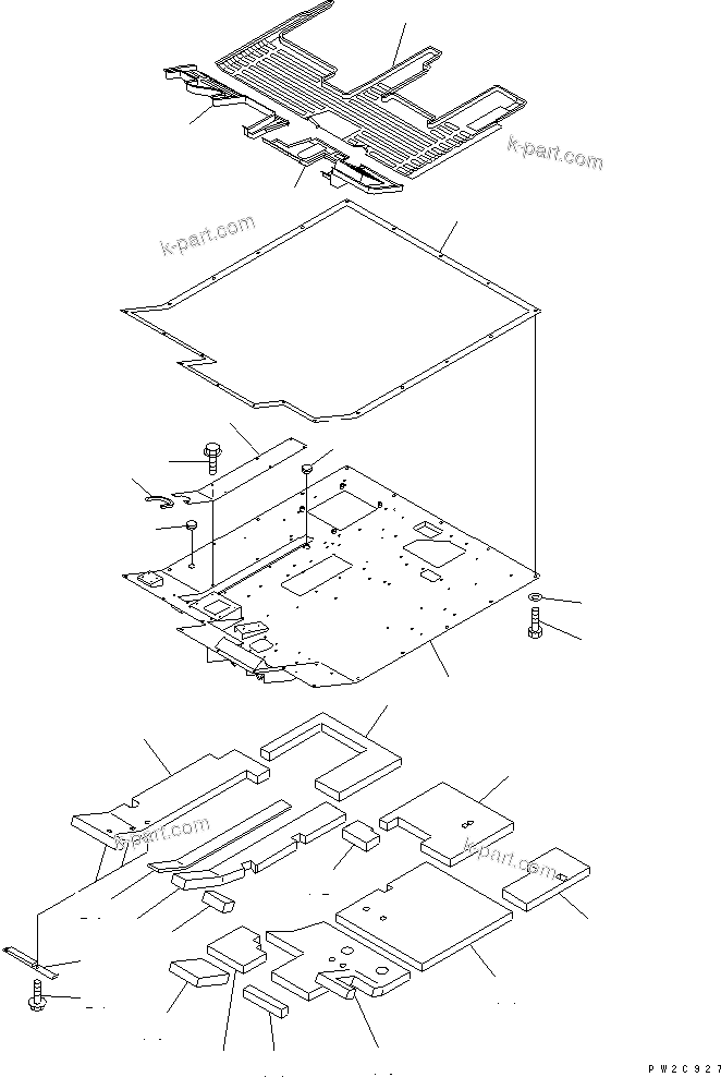 Komatsu parts book diagram for HM400-1L S/N A10001-UP: FLOOR FRAME AND MAT