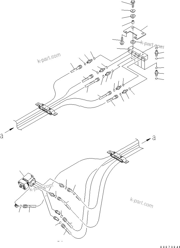 Komatsu parts book diagram for HM400-1L S/N A10001-UP: FLOOR (STEERING VALVE PIPING)