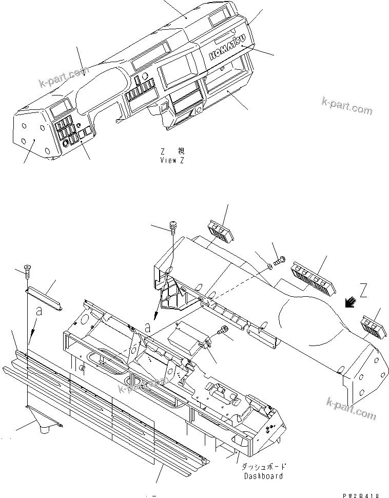 Komatsu parts book diagram for HM400-1L S/N A10001-UP: CAB (INSTRUMENT PANEL AND AIR CONDITIONER PANEL)