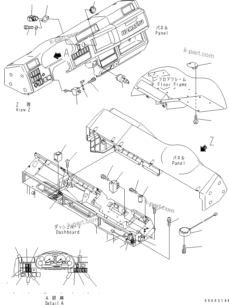 Komatsu parts book diagram for HM400-1L S/N A10001-UP: CAB (INSTRUMENT PANEL) (ELECTRICAL SYSTEM)
