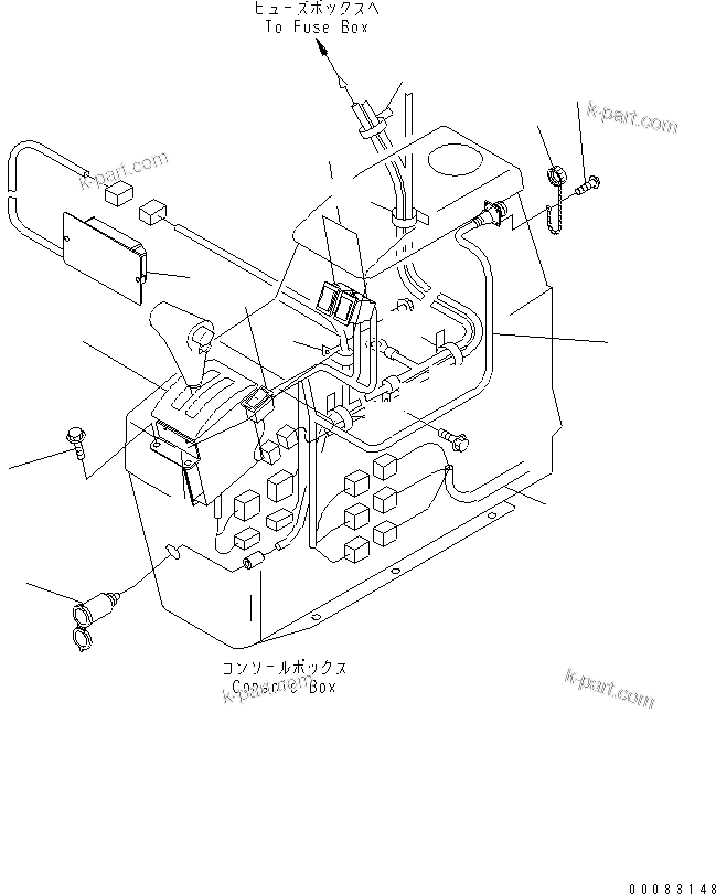 Komatsu parts book diagram for HM400-1L S/N A10001-UP: CAB CONSOLE BOX (ELECTRICAL SYSTEM)