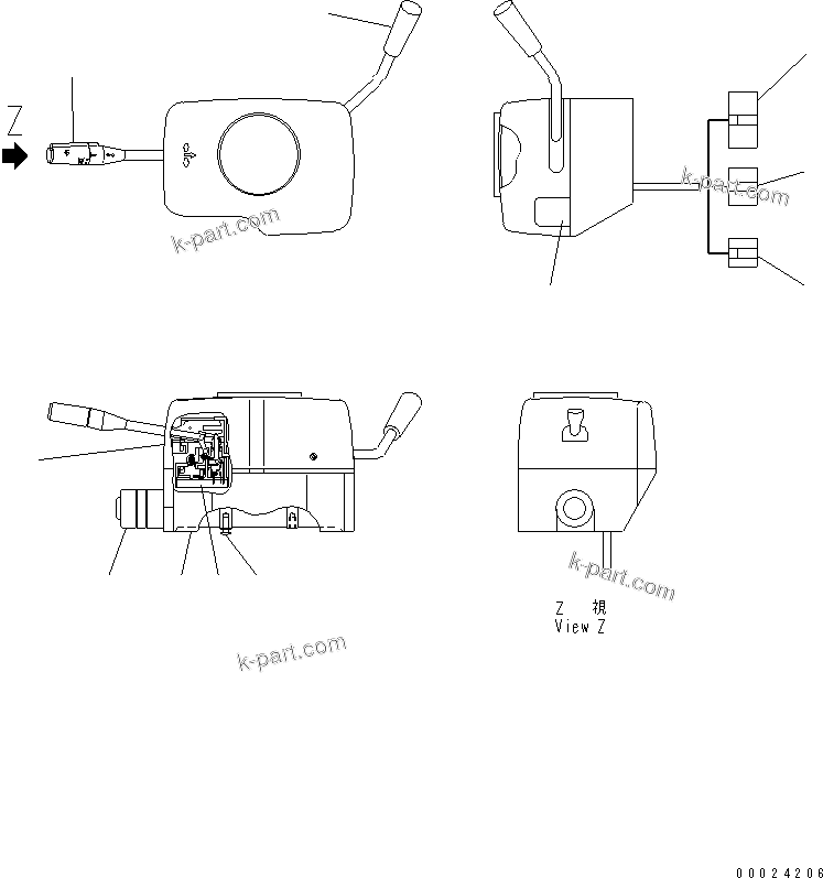Komatsu parts book diagram for HM400-1L S/N A10001-UP: CAB ELECTRICAL (COLUMN SWITCH) (INNER PARTS)