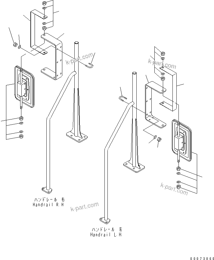 Komatsu parts book diagram for HM400-1L S/N A10001-UP: SIDE MIRROR
