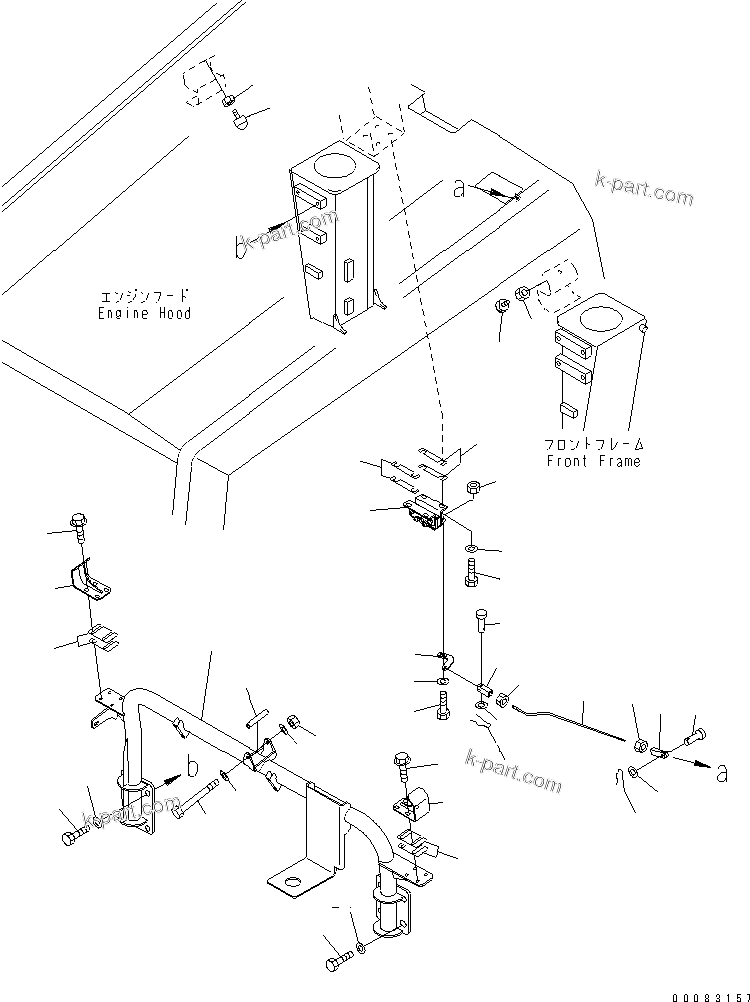 Komatsu parts book diagram for HM400-1L S/N A10001-UP: ENGINE HOOD AND RELATED PARTS (2/2)