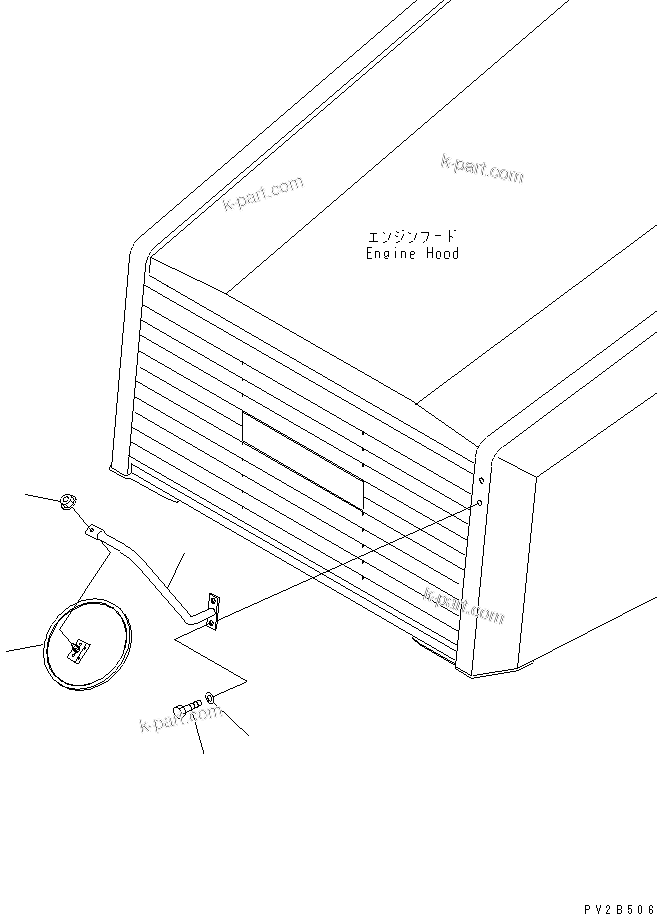 Komatsu parts book diagram for HM400-1L S/N A10001-UP: ENGINE HOOD (FRONT UNDER MIRROR)