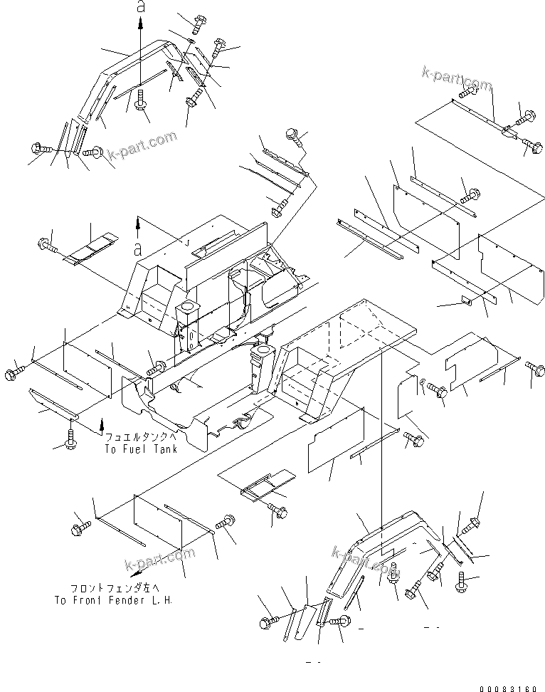 Komatsu parts book diagram for HM400-1L S/N A10001-UP: MUD GUARD