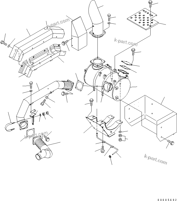 Komatsu parts book diagram for HM400-1L S/N A10001-UP: FENDER SUB ASS'Y (R.H.) (EXHAUST PIPING)