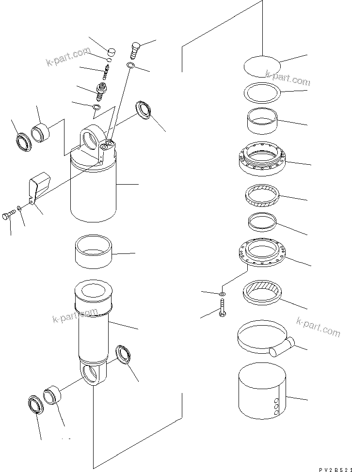 Komatsu parts book diagram for HM400-1L S/N A10001-UP: FRONT SUSPENSION (CYLINDER) (R.H.) (INNER PARTS)