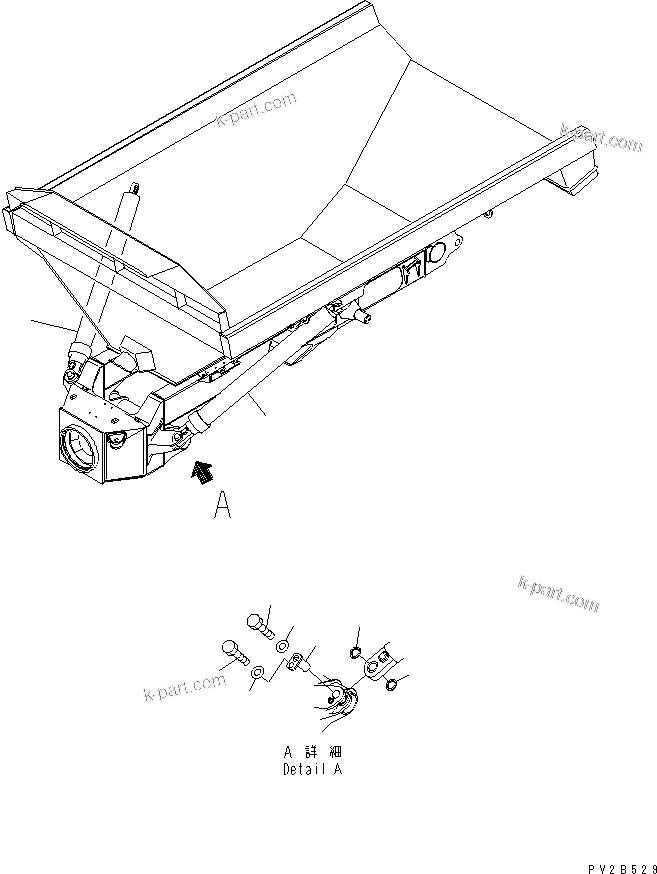 Komatsu parts book diagram for HM400-1L S/N A10001-UP: HOIST CYLINDER AND MOUNTING PARTS