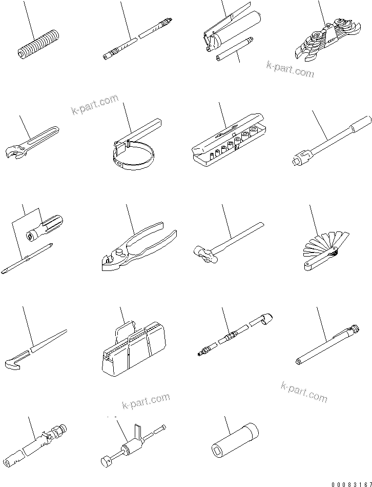 Komatsu parts book diagram for HM400-1L S/N A10001-UP: GENERAL TOOL