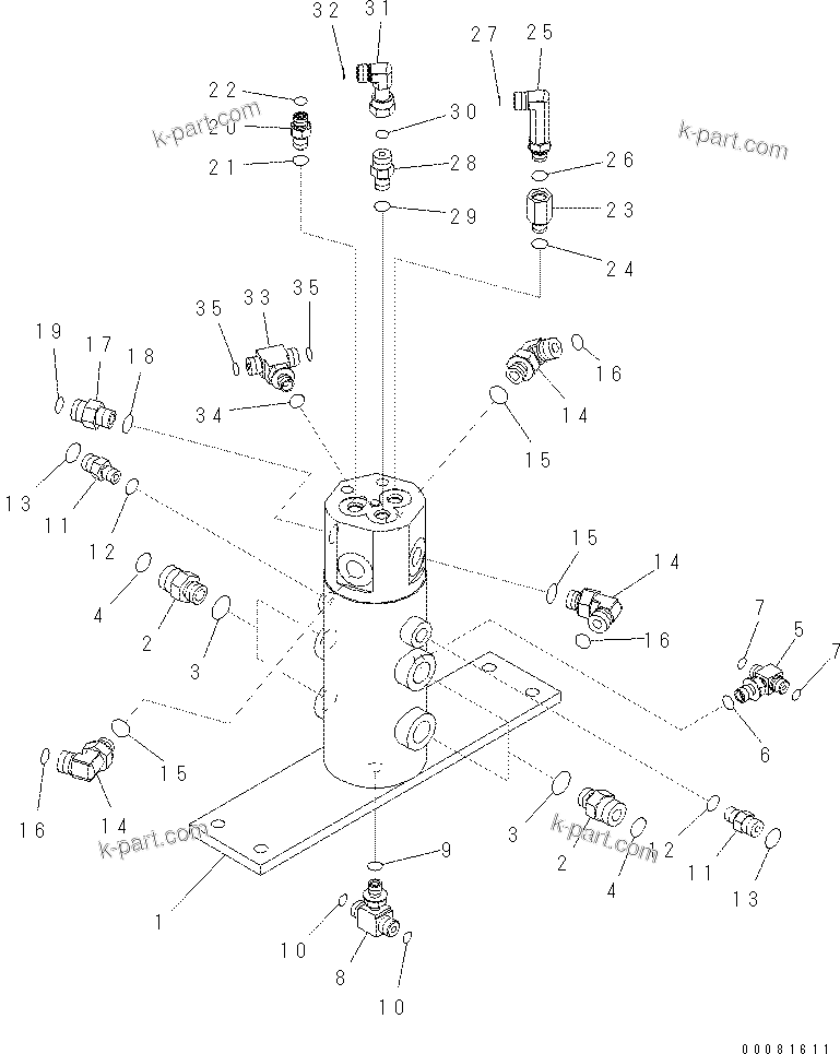 Komatsu parts book diagram for PC57-7 S/N DJB10001-up: SWIVEL JOINT AND RELATED PARTS