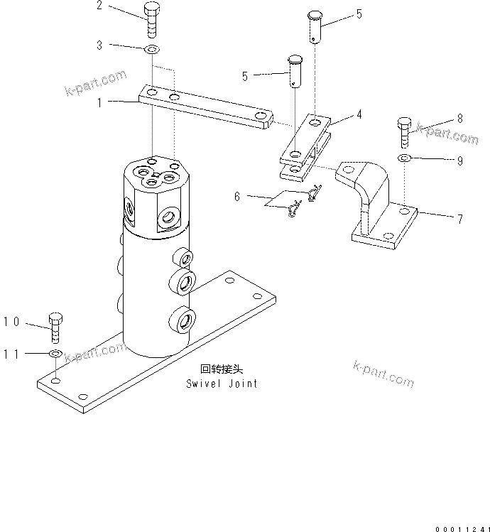 Komatsu parts book diagram for PC57-7 S/N DJB10001-up: SWIVEL JOINT MOUNT