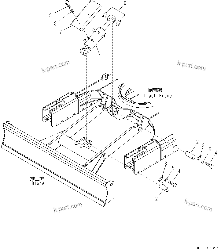 Komatsu parts book diagram for PC57-7 S/N DJB10001-up: BLADE LIFT CYLINDER AND COVER
