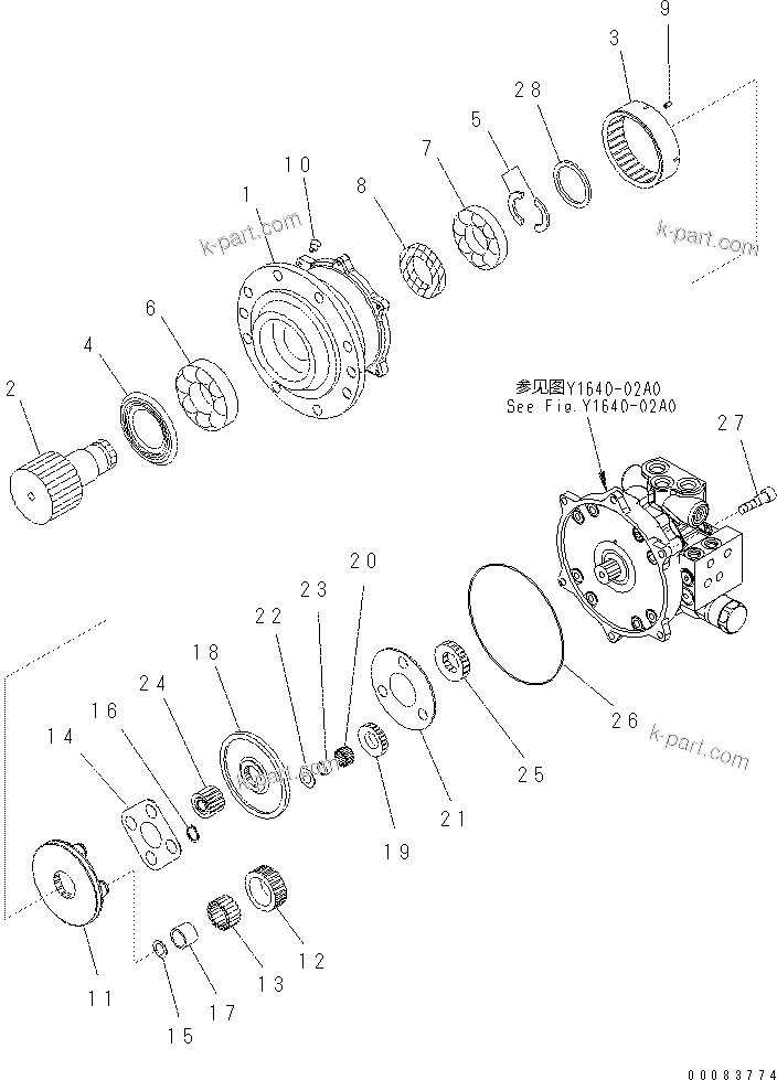 Komatsu parts book diagram for PC57-7 S/N DJB10001-up: SWING MOTOR (REDUCTION GEAR) (1/4)