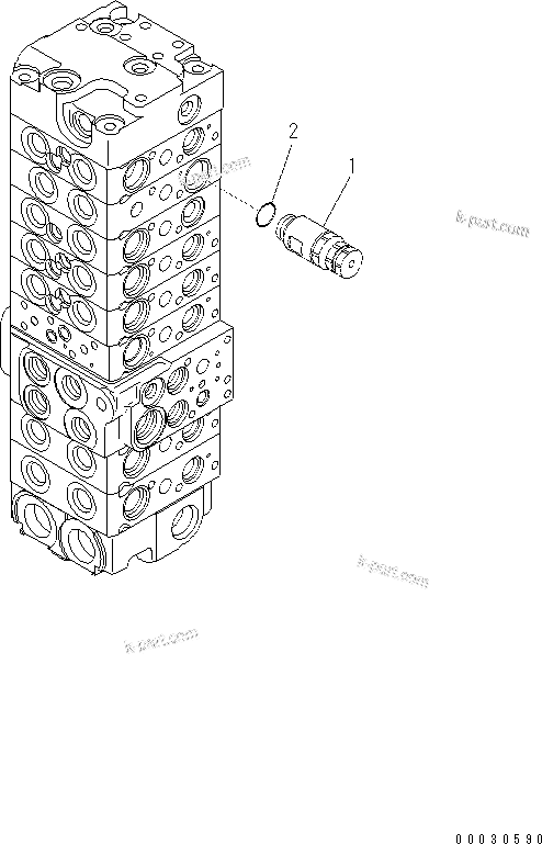 Komatsu parts book diagram for PC57-7 S/N DJB10001-up: MAIN VALVE (8-VALVE) (18/22)(#DJB04671-)
