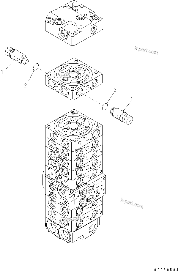 Komatsu parts book diagram for PC57-7 S/N DJB10001-up: MAIN VALVE (8-VALVE) (22/22)(#DJB04671-)