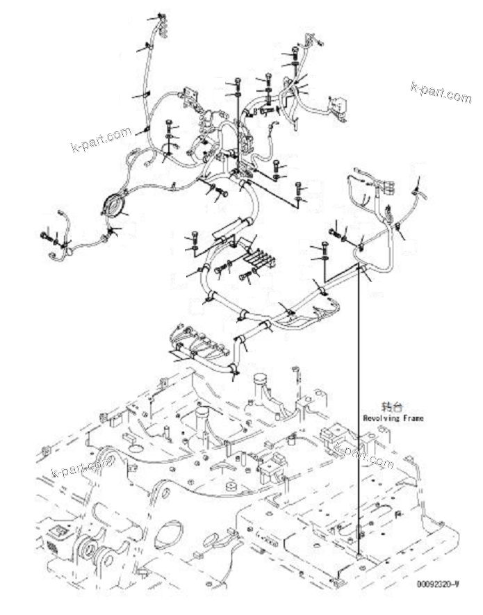 Komatsu parts book diagram for PC60-8 S/N DJA20001-up: ELECTRIC WIRING (MAIN HARNESS) (CLIP) (1/3)