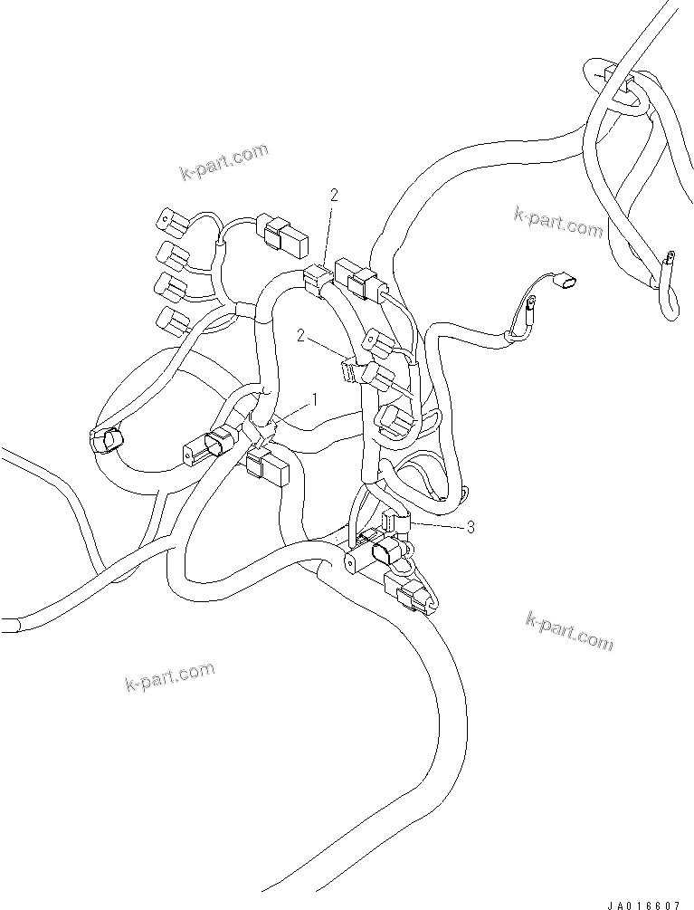 Komatsu parts book diagram for PC60-8 S/N DJA20001-up: ELECTRIC WIRING (MAIN HARNESS) (CLIP) (3/3)