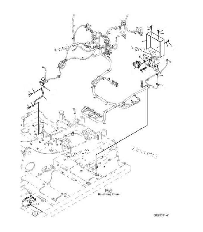 Komatsu parts book diagram for PC60-8 S/N DJA20001-up: ELECTRIC WIRING (WIRING HARNESS CLAMP,  BATTERY RELAY AND GROUND CABLE)