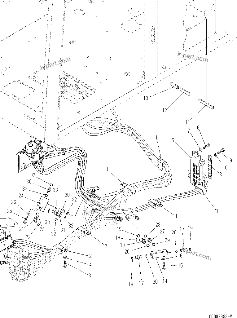 Komatsu parts book diagram for PC60-8 S/N DJA20001-up: OPERATOR'S CAB (FLOOR) (ATTACHMENT CONTROL) (2/2) (PROVISION FOR 1-ADDITIONAL ACTUATOR PIPING)