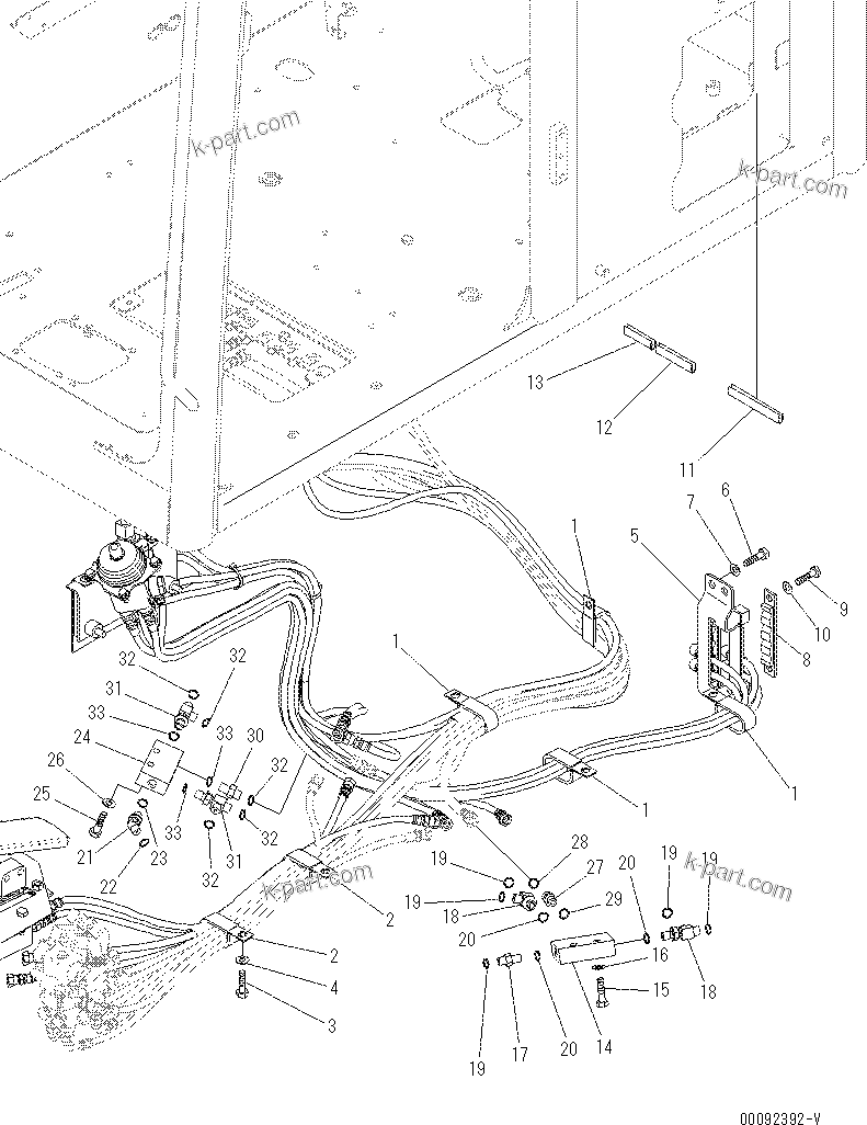 Komatsu parts book diagram for PC60-8 S/N DJA20001-up: OPERATOR'S CAB (FLOOR) (ATTACHMENT CONTROL) (2/2) (BLADE SPEC.) (PROVISION FOR 1-ACTUATORPIPING)