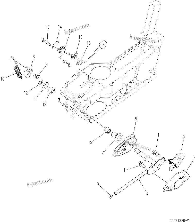 Komatsu parts book diagram for PC60-8 S/N DJA20001-up: OPERATOR'S CAB (FLOOR) (P.P.C. LOCK LEVER)