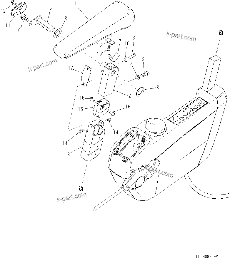 Komatsu parts book diagram for PC60-8 S/N DJA20001-up: OPERATOR'S CAB (FLOOR) (ARM REST,  L.H.)