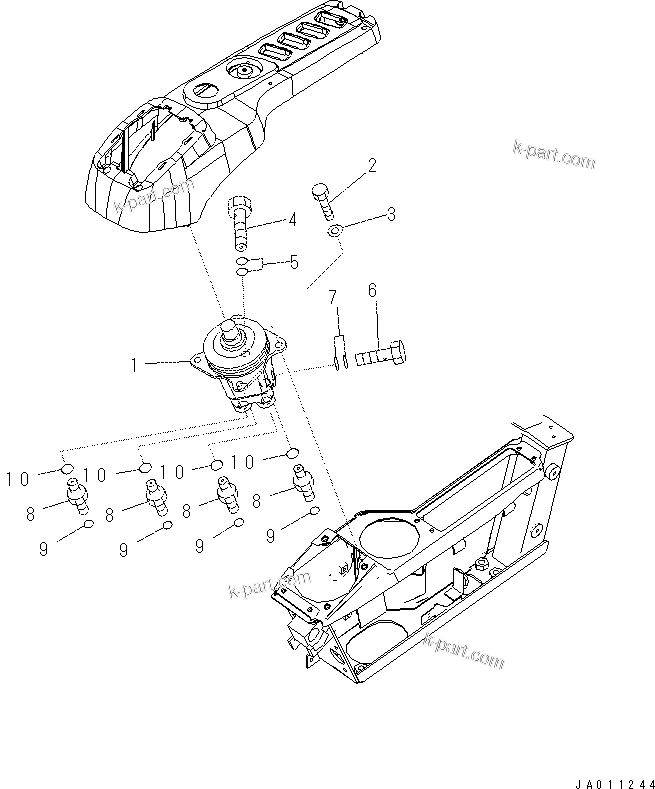 Komatsu parts book diagram for PC60-8 S/N DJA20001-up: OPERATOR'S CAB (FLOOR) (P.P.C. VALVE,  R.H.)
