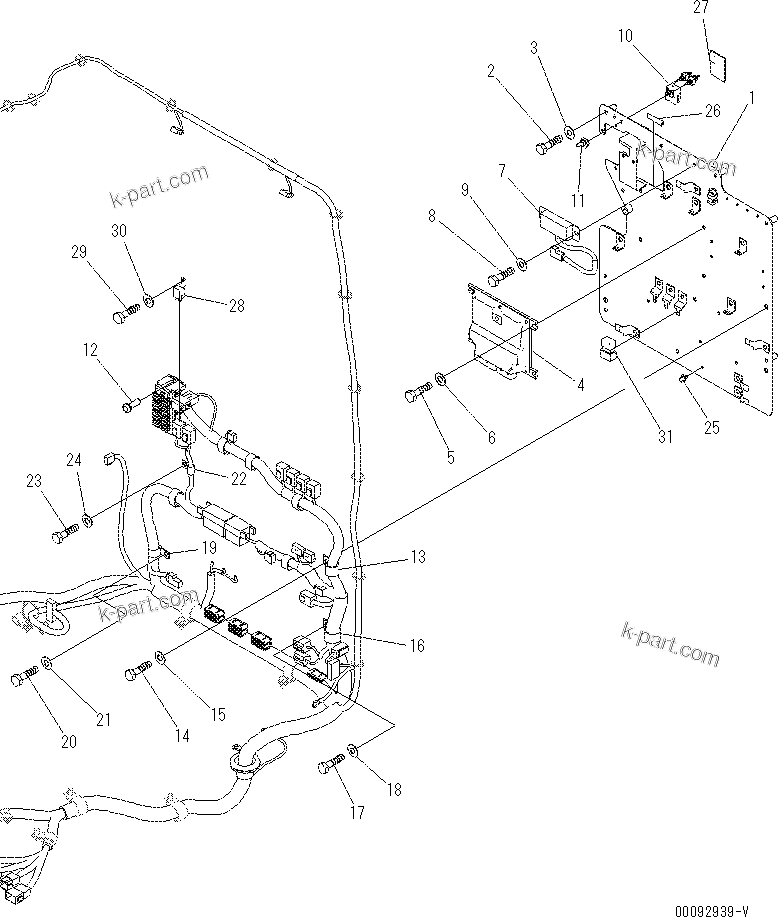 Komatsu parts book diagram for PC60-8 S/N DJA20001-up: OPERATOR'S CAB (CAB IN PARTS) (SUB PLATE)