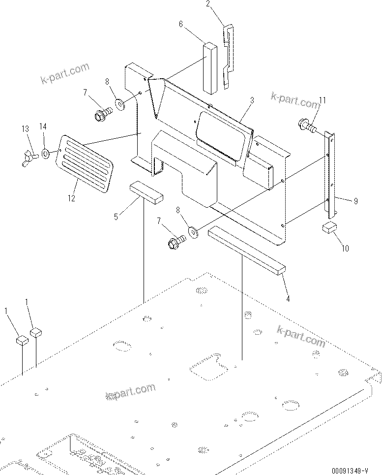 Komatsu parts book diagram for PC60-8 S/N DJA20001-up: OPERATOR'S CAB (FLOOR) (AIR DUCT SEAL)