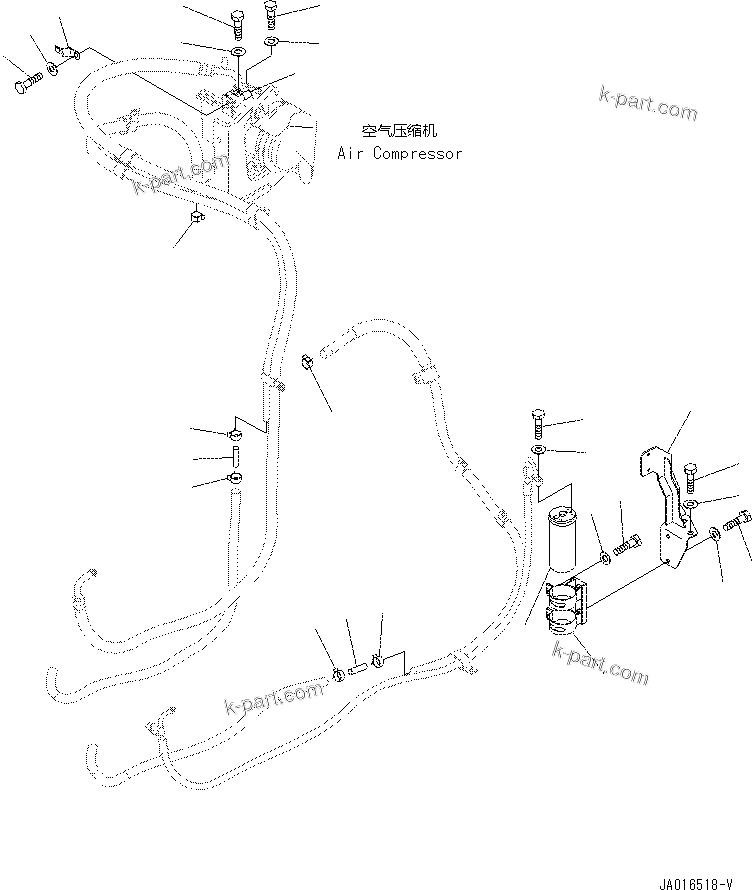 Komatsu parts book diagram for PC60-8 S/N DJA20001-up: AIR CONDITIONER (AIR CONDITIONER PIPING,  3/3)