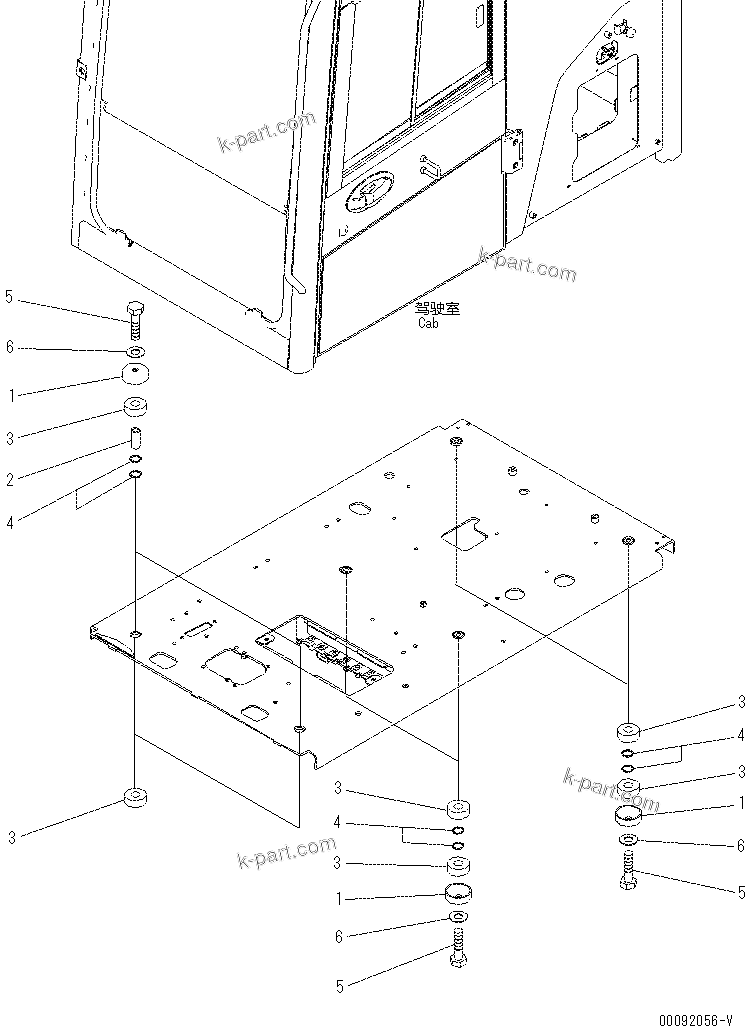 Komatsu parts book diagram for PC60-8 S/N DJA20001-up: FLOOR MOUNT