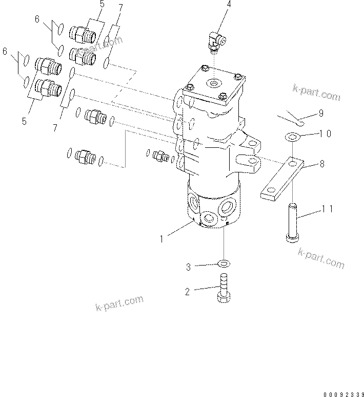 Komatsu parts book diagram for PC60-8 S/N DJA20001-up: SWIVEL JOINT (BLADE SPEC.)