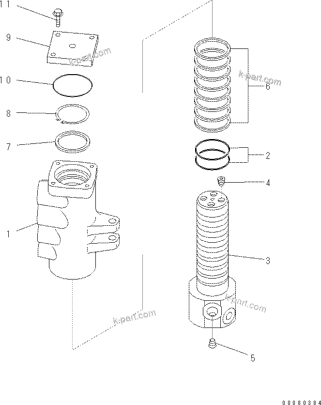 Komatsu parts book diagram for PC60-8 S/N DJA20001-up: SWIVEL JOINT (WITH BLADE)