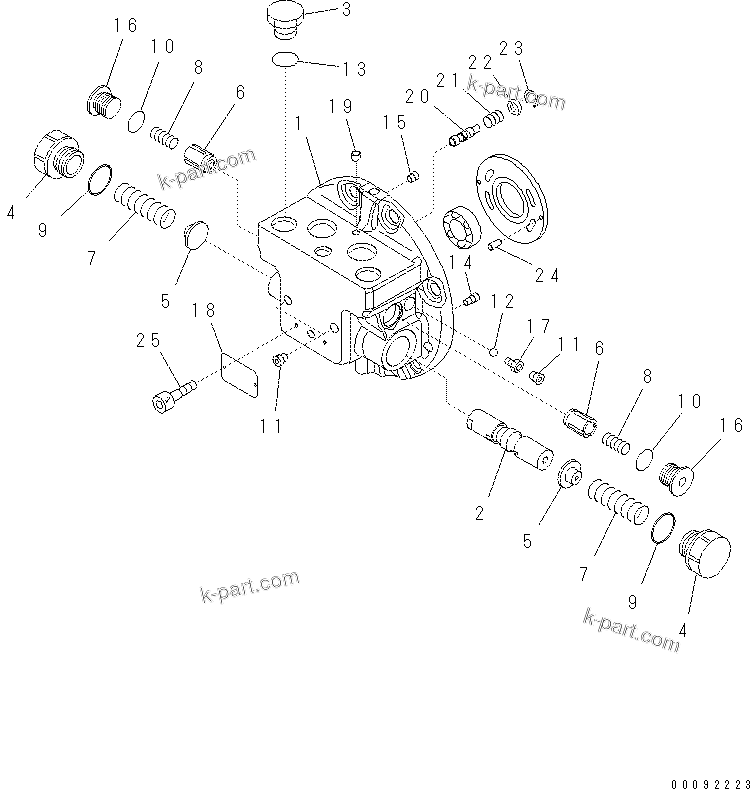 Komatsu parts book diagram for PC60-8 S/N DJA20001-up: TRAVEL M0TOR (1/3)