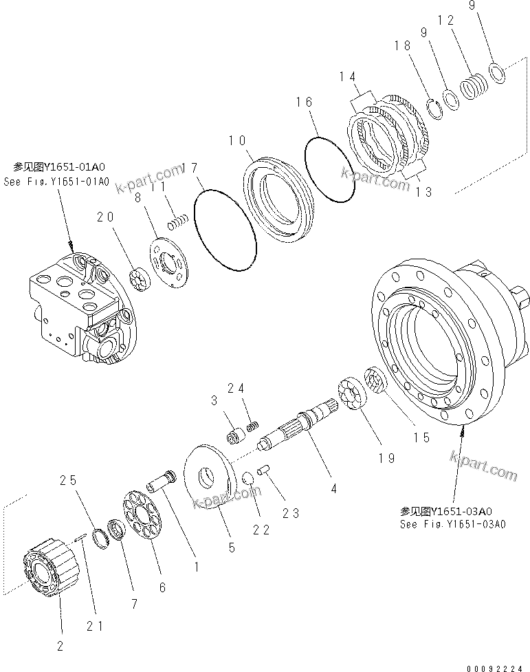 Komatsu parts book diagram for PC60-8 S/N DJA20001-up: TRAVEL M0TOR (2/3)