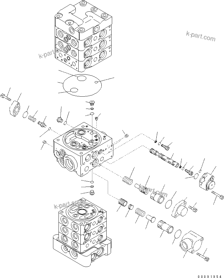 Komatsu parts book diagram for PC60-8 S/N DJA20001-up: MAIN VALVE (6-VALVE) (6/16)