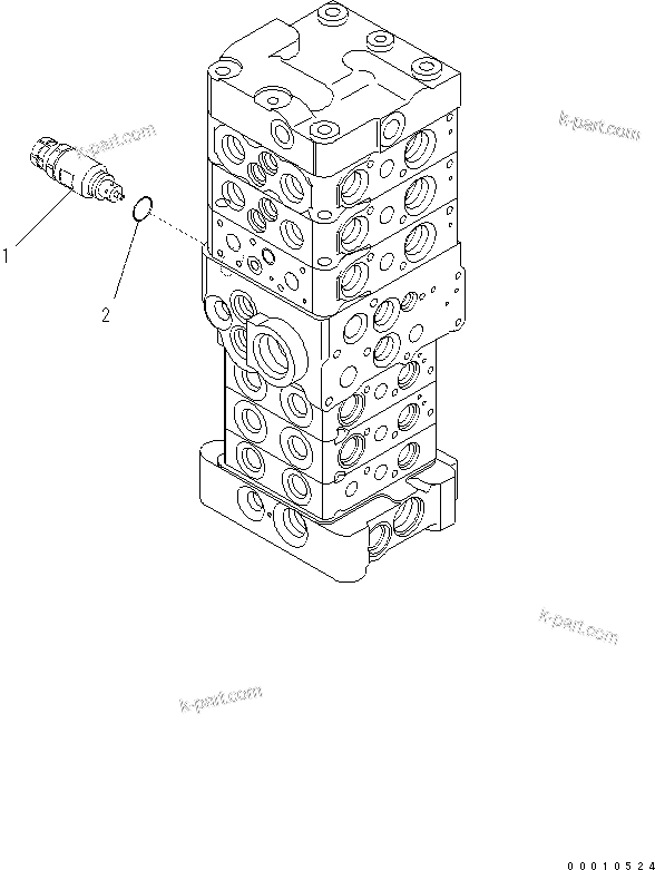 Komatsu parts book diagram for PC60-8 S/N DJA20001-up: MAIN VALVE (6-VALVE) (12/16)