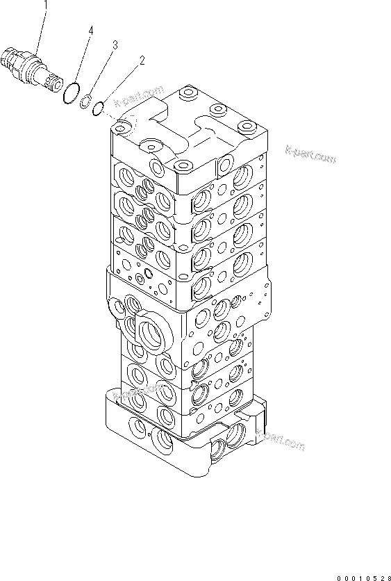 Komatsu parts book diagram for PC60-8 S/N DJA20001-up: MAIN VALVE (7-VALVE) (11/18)