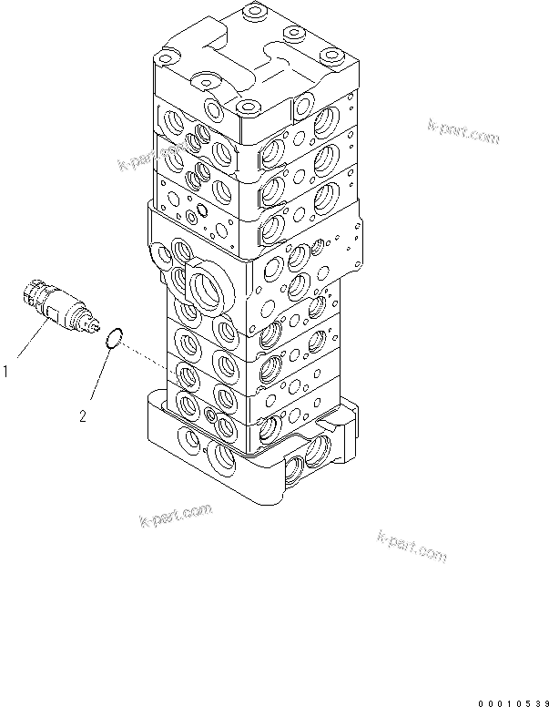 Komatsu parts book diagram for PC60-8 S/N DJA20001-up: MAIN VALVE (7-VALVE) (14/18) (WITH BLADE)