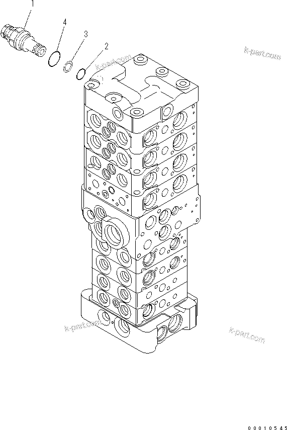 Komatsu parts book diagram for PC60-8 S/N DJA20001-up: MAIN VALVE (8-VALVE) (11/20) (ATTACHMENT AND WITH BLADE)