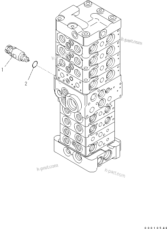 Komatsu parts book diagram for PC60-8 S/N DJA20001-up: MAIN VALVE (8-VALVE) (12/20) (ATTACHMENT AND WITH BLADE)