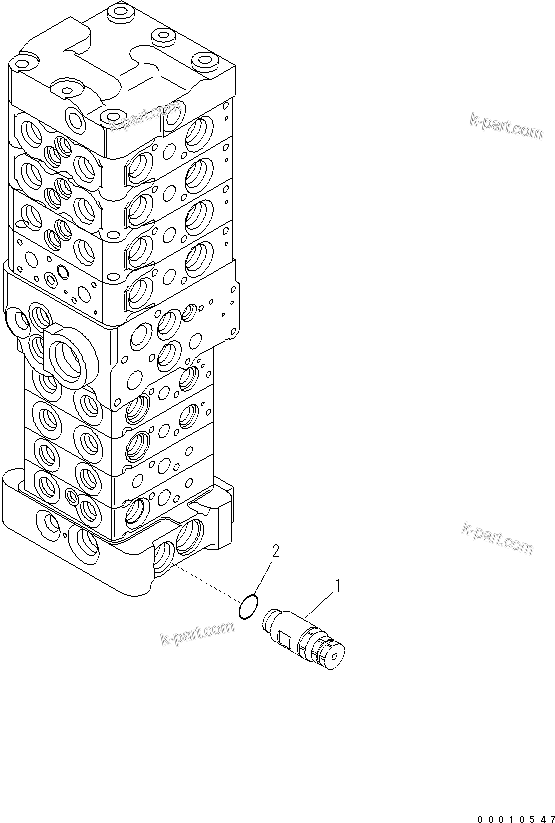 Komatsu parts book diagram for PC60-8 S/N DJA20001-up: MAIN VALVE (8-VALVE) (13/20) (ATTACHMENT AND WITH BLADE)