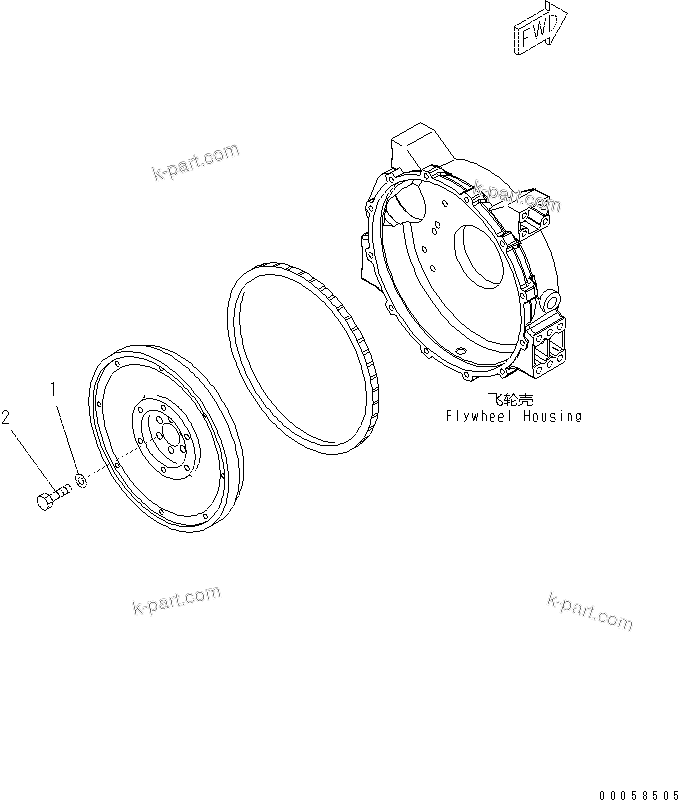 Komatsu parts book diagram for SAA4D95LE-5N-W S/N 517769-up: FLYWHEEL MOUNTING