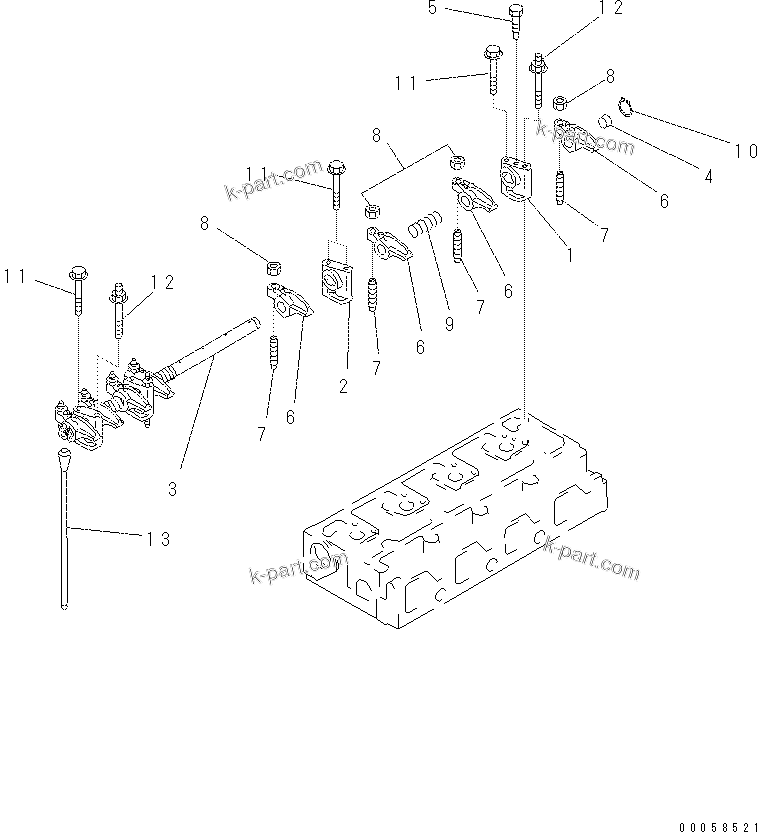 Komatsu parts book diagram for SAA4D95LE-5N-W S/N 517769-up: ROCKER ARM