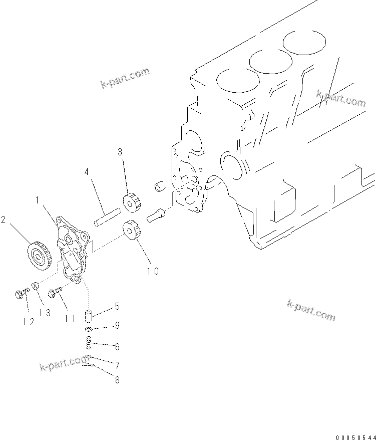 Komatsu parts book diagram for SAA4D95LE-5N-W S/N 517769-up: OIL PUMP