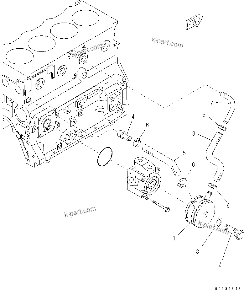 Komatsu parts book diagram for SAA4D95LE-5N-W S/N 517769-up: OIL COOLER
