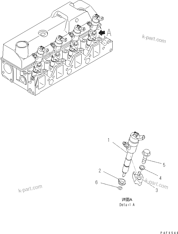 Komatsu parts book diagram for SAA4D95LE-5N-W S/N 517769-up: INJECTOR