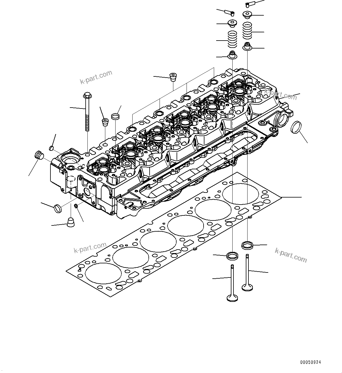 Komatsu parts book diagram for SAA6D107E-1L S/N 26580638-up: CYLINDER HEAD